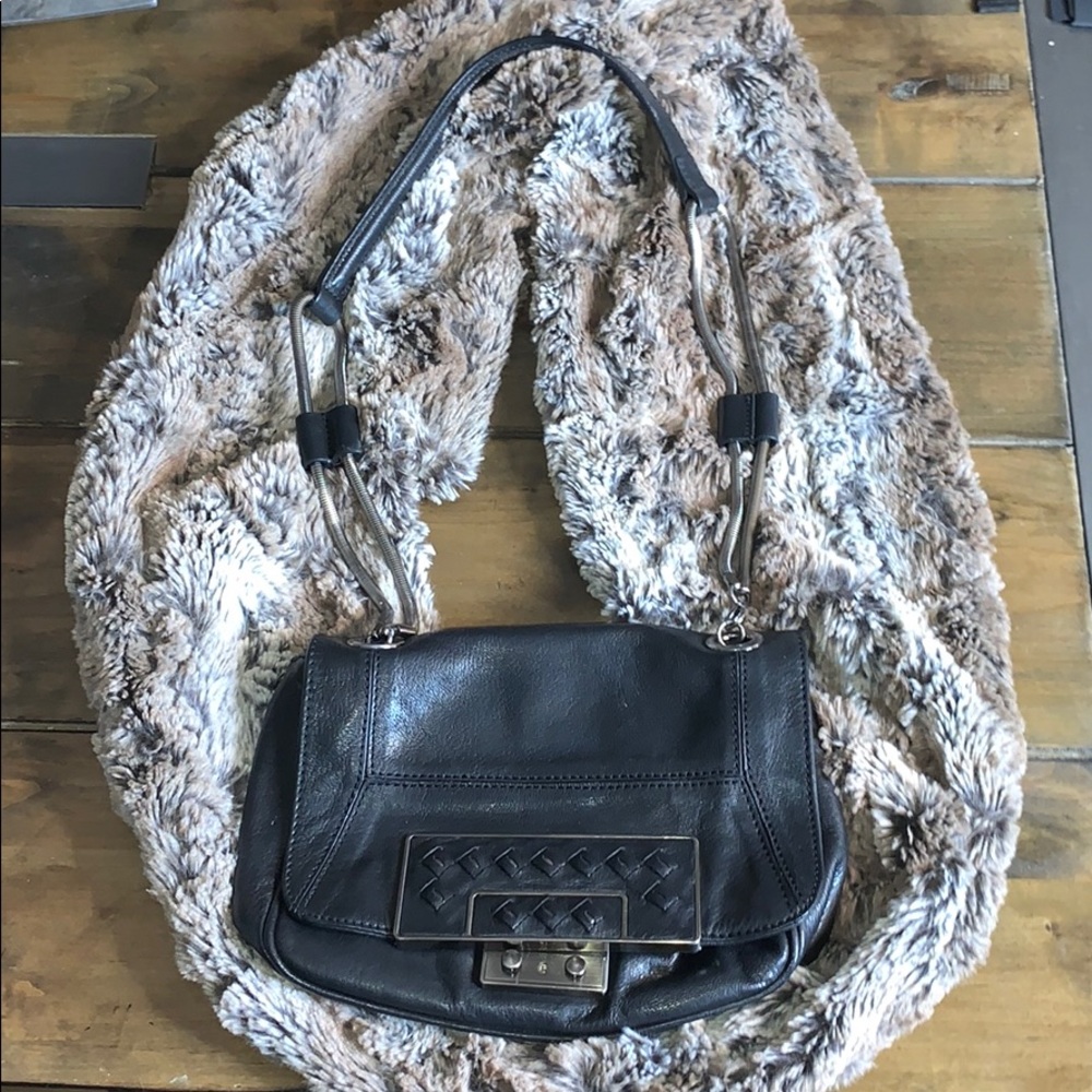 Edgy Black Leather Shoulder Crossbody